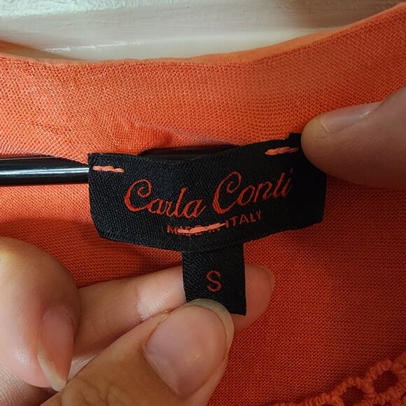 Carla Conti Tank Top Womens Small Made in Italy Peach Fairy Romcom Cottage Core - Picture 4 of 7